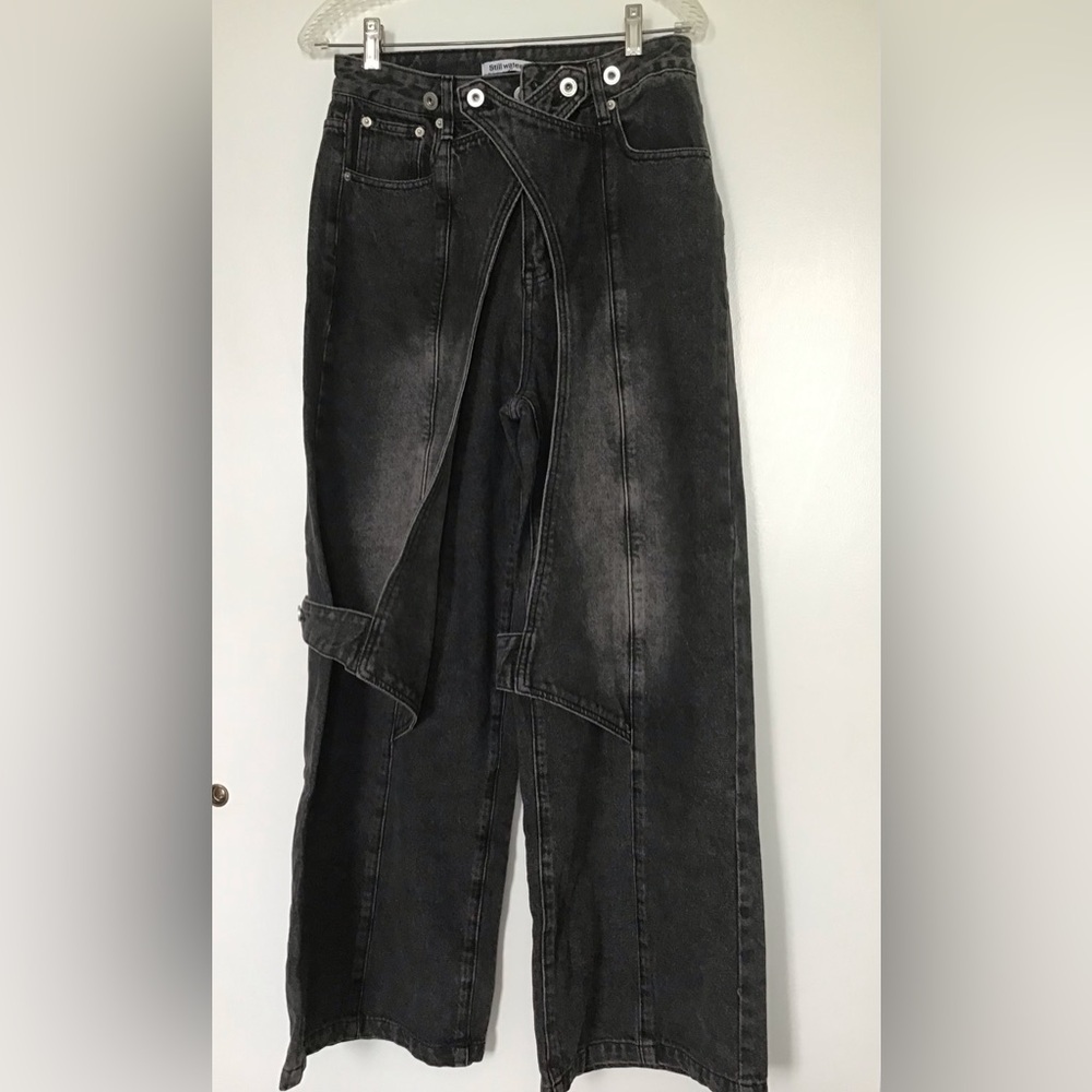 Black Flare Wide Leg Jeans with Classic Style